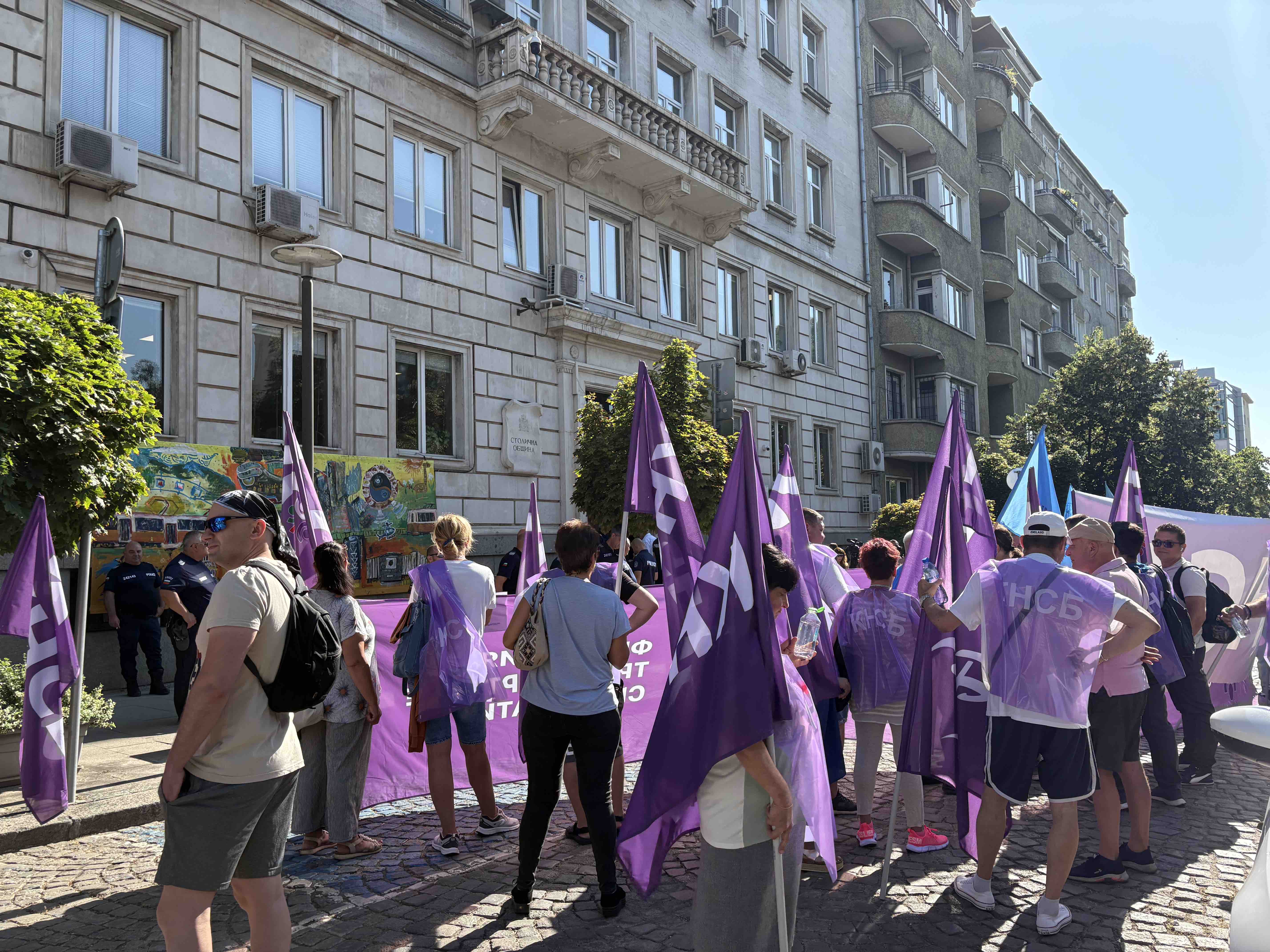 Протест на служителите в градския транспорт в София