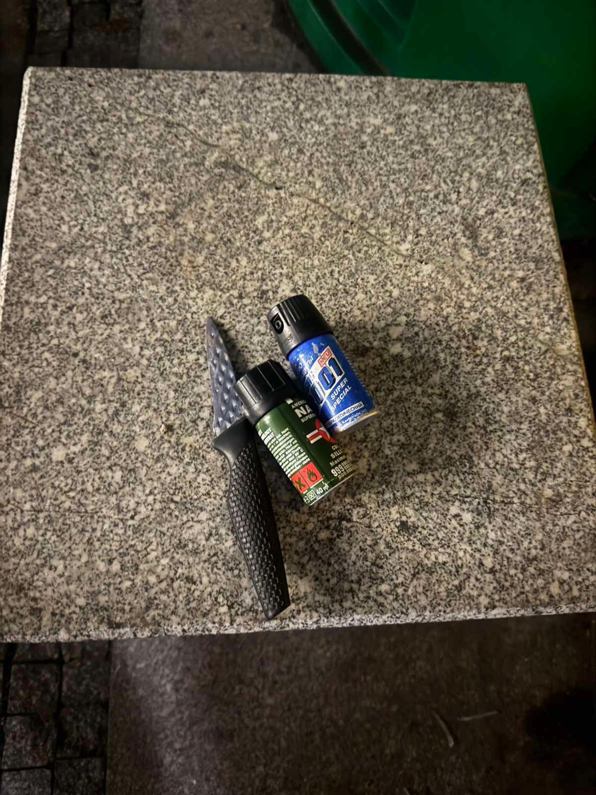 спрей и нож