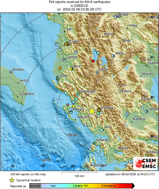 карта земетресение