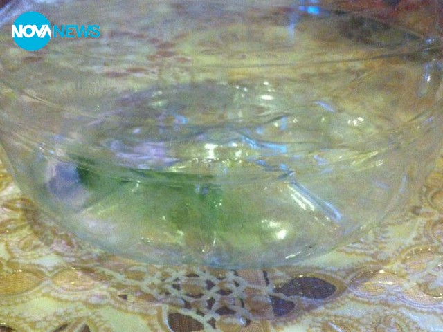 Бутилирана минерална вода със зеленясало дъно