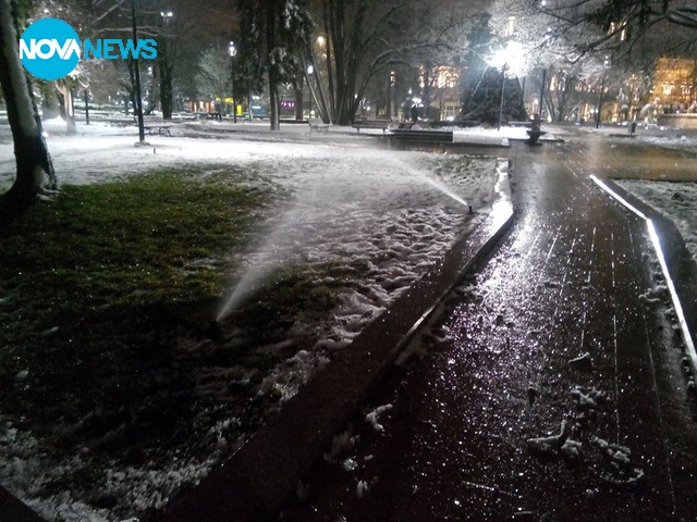 В Русе поливат зелените площи и посред зима