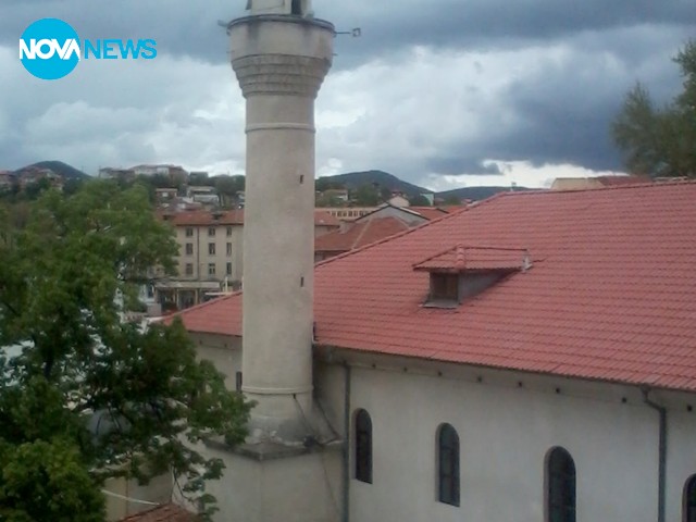 Щъркелово гнездо в двора на джамията в Кърджали