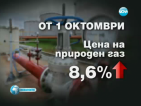 Цената на природния газ скача с 8.6% от 1 октомври