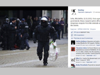 Кадър от протеста излезе във Фейсбук страница на графити артиста Банкси