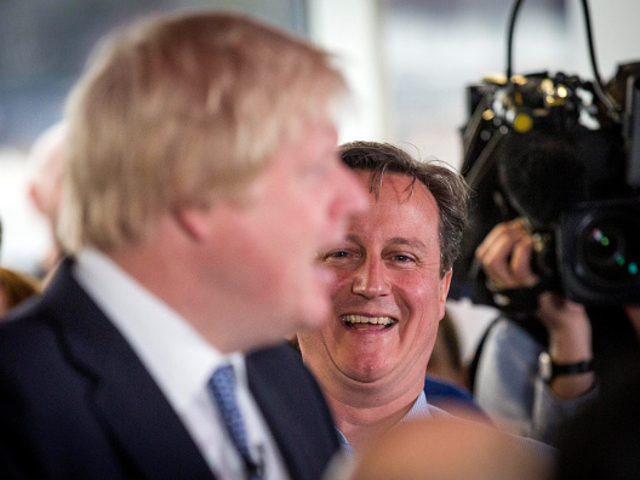Снимка: Борис Джонсън и Дейвид Камерън на изборите (Getty Images)