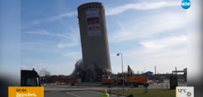 Умишлено взривена кула се стовари върху сгради в Дания (ВИДЕО)