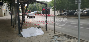 Кола се вряза в спирка на градския транспорт в столицата (ВИДЕО+СНИМКИ)