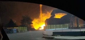 Голям пожар бушува в ТЕЦ "Сливен" (ВИДЕО)