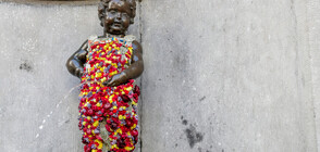 Облякоха Манекен Пис в дреха от цветя (СНИМКИ)