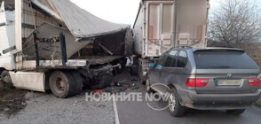 Два тира и кола се удариха на пътя Русе-Велико Търново, има ранен (СНИМКИ)