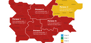 Четири от петте региона на COVID картата на България - в червено