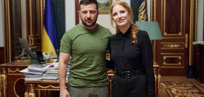 Актрисата Джесика Частейн се срещна с Володимир Зеленски (ВИДЕО+СНИМКИ)