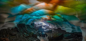 Заснеха ледена пещера, обагрена в цветовете на дъгата (ВИДЕО)