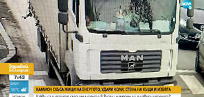 Камион скъса жици на енергото и блъсна няколко коли в Русе (ВИДЕО)
