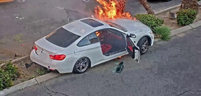 Спасиха шофьор секунди преди колата му да избухне в пламъци (ВИДЕО)