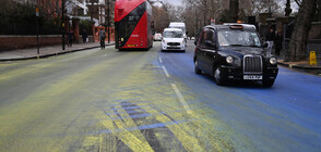 В цветовете на Украйна: Боядисаха улицата пред руското посолство в Лондон (ВИДЕО)
