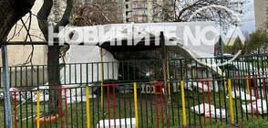 След силна буря: Изолация на блок падна върху детска градина в Пловдив (ВИДЕО+СНИМКИ)