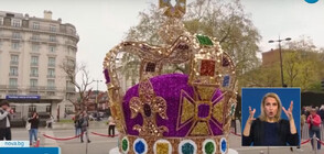 Преди коронацията на Чарлз III: Поставиха огромна реплика на короната на Свети Едуард в Лондон