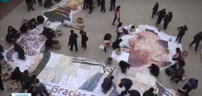 Изкуство и футбол: Ученици изобразиха Меси с 90 000 капачки