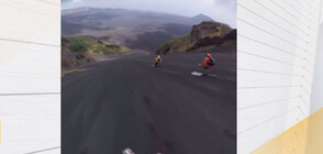 Ентусиасти караха ски по активния вулкан Етна (ВИДЕО)