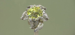 101-каратов жълт диамант, вграден в брошка, отива на търг в Женева (ВИДЕО)