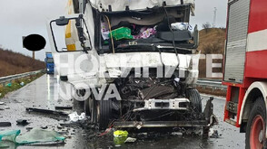 Камион се вряза в чакащи тирове на "Капитан Андреево", шофьорът загина (СНИМКИ)
