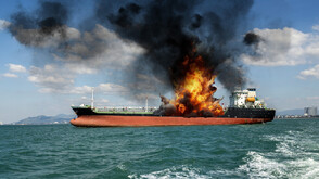 Танкер избухна в Персийския залив след удар на два снаряда край Катар