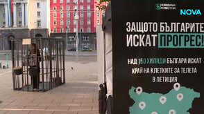 Граждани се затварят в клетки пред парламента в протест срещу отглеждането на телета в изолация
