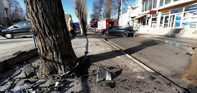 Шофьор се блъсна в дърво на оживен булевард в Хасково (СНИМКИ)