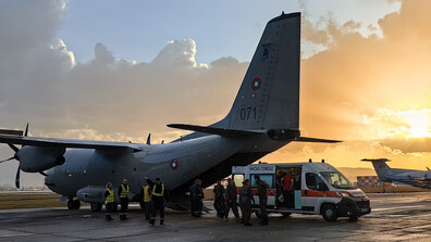 The "Spartan" aircraft transports 8 injured fire victims from North Macedonia to Bulgarian hospitals