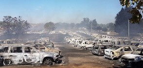 Над 400 коли пламнаха на паркинг (ВИДЕО)