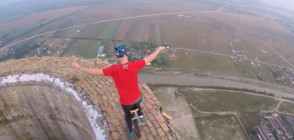 ЕКСТРЕМНО: На 256 метра с велосипед с едно колело (ВИДЕО)