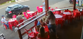 Жена хваща мъжа си с любовница в кафене (ВИДЕО)