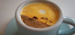 ВКУСНО ИЗКУСТВО: Художник създава картини в чаши с мляко (ВИДЕО)