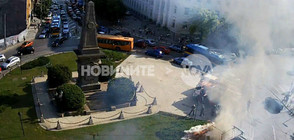 Скъсани жици предизвикаха пожар в центъра на София (ВИДЕО+СНИМКИ)