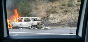 Огромни задръствания заради запалила се кола на „Тракия” (ВИДЕО+СНИМКИ)