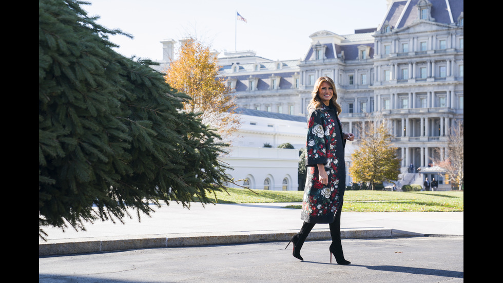 Мелания Тръмп посрещна коледното дърво в Белия дом