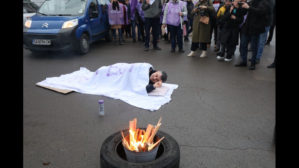 Протест на служители на градския транспорт в София