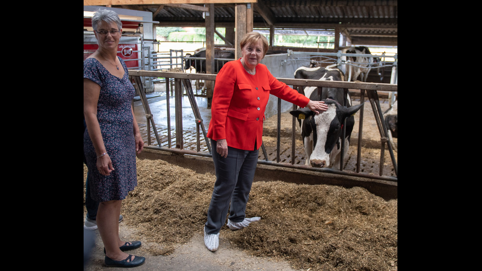 Меркел на посещение в германска ферма