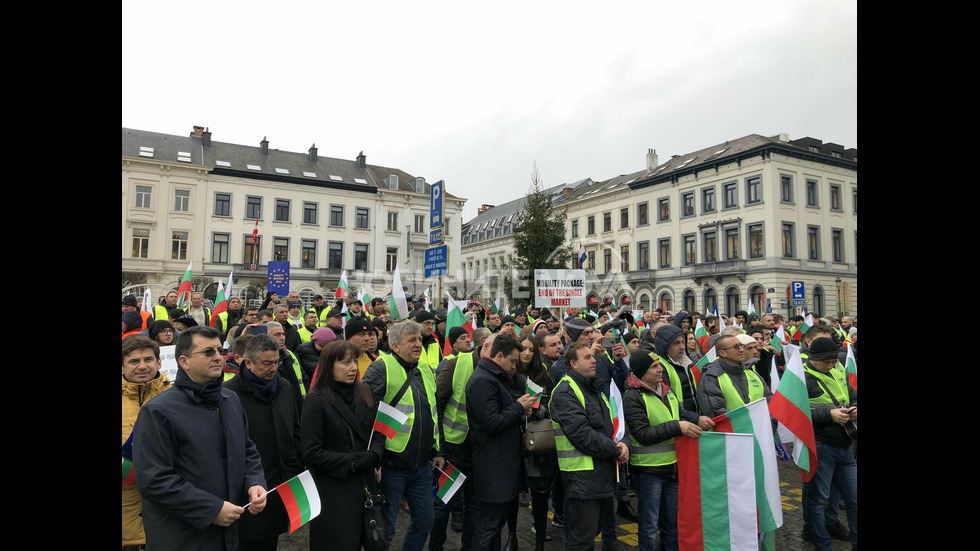 Протест на превозвачите в Брюксел