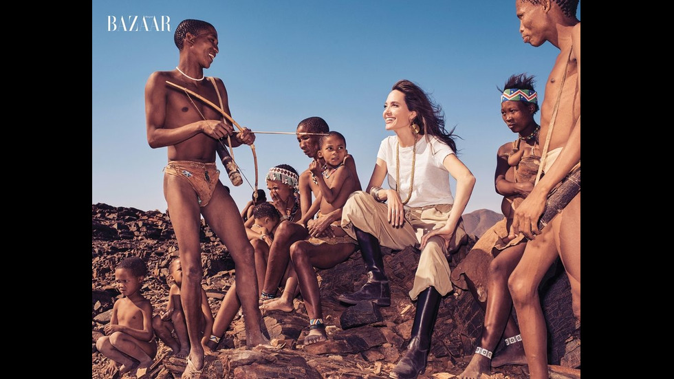 Анджелина Джоли пие чай в компанията на леопарди