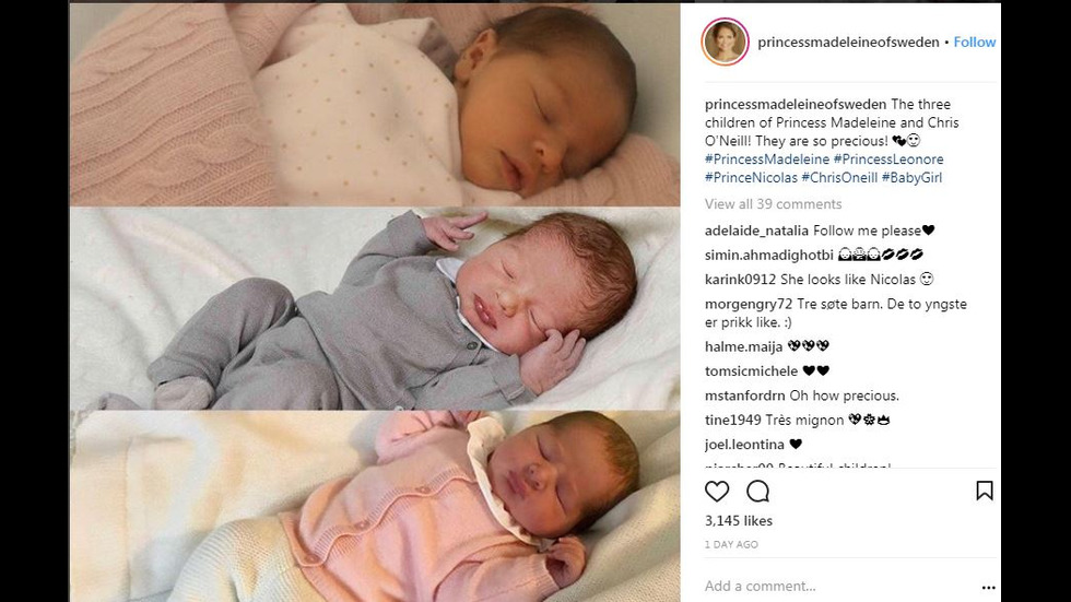 Шведският крал разкри името на новородената си внучка