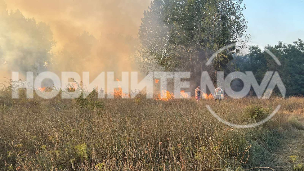 Пожар гори на метри от жилищен квартал в Несебър