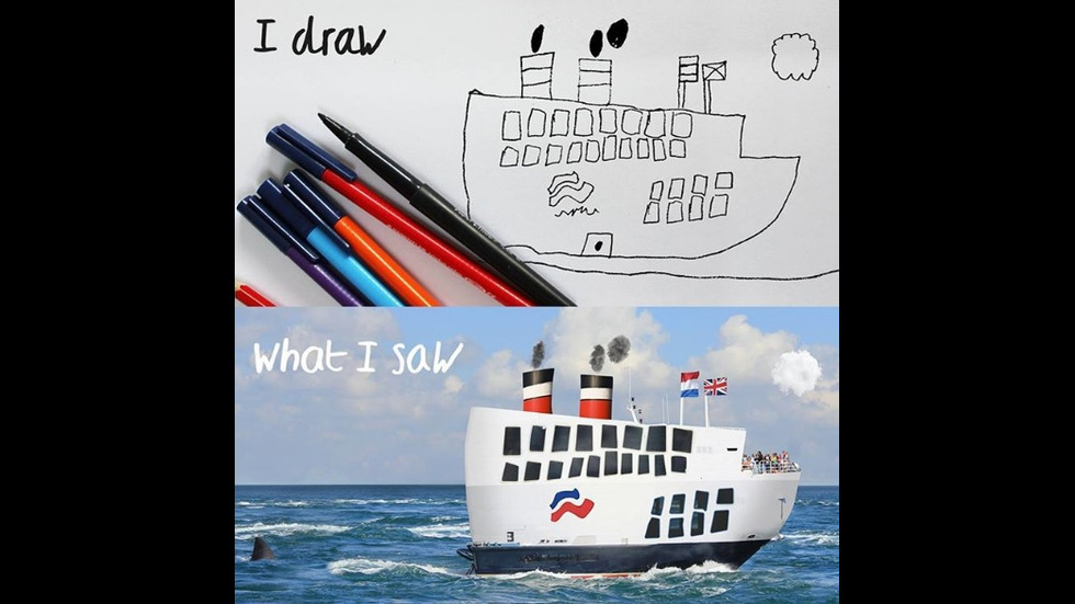 Баща създава уникални колажи с картините на 6-годишния си син