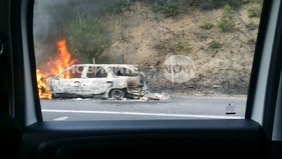 Километрични задръствания заради запалила се кола на „Тракия”