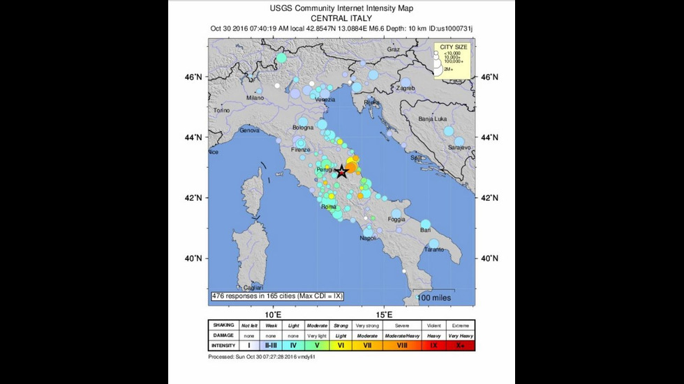 6,5 по Рихтер удари Централна Италия