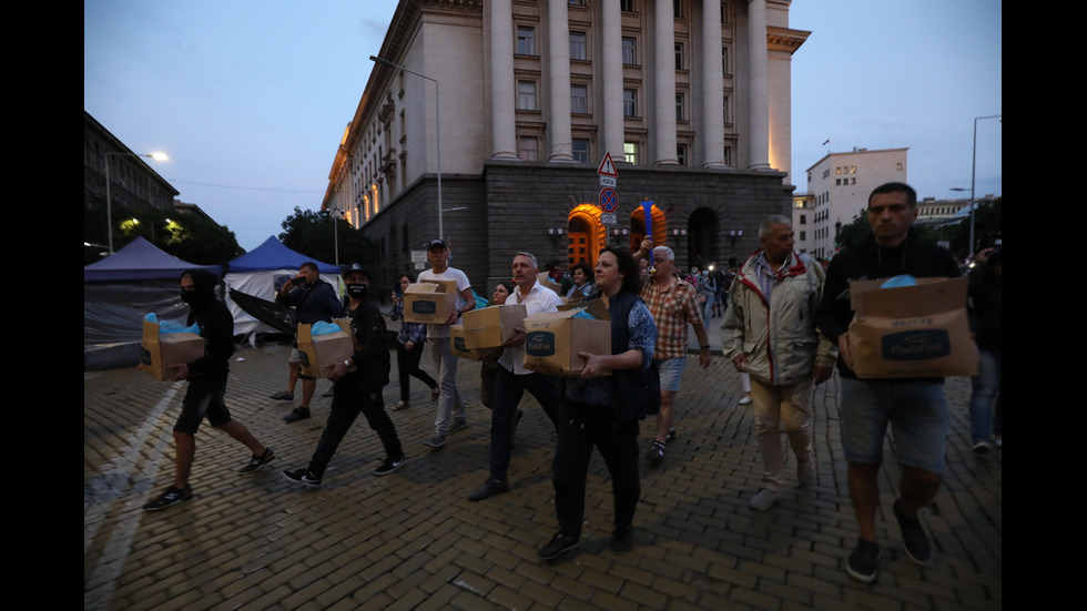 48-И ДЕН НА ПРОТЕСТИ: Изсипаха мъртва риба пред Министерски съвет