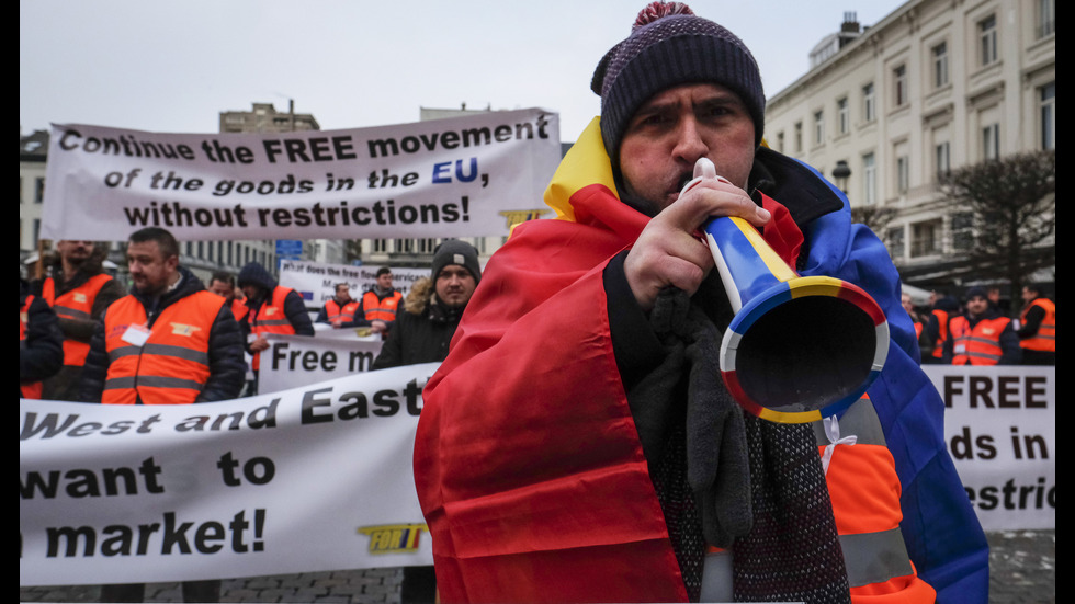 Протест на превозвачите в Брюксел