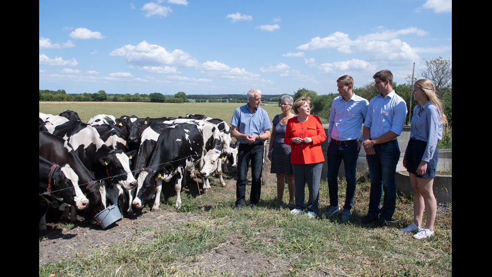 Меркел на посещение в германска ферма