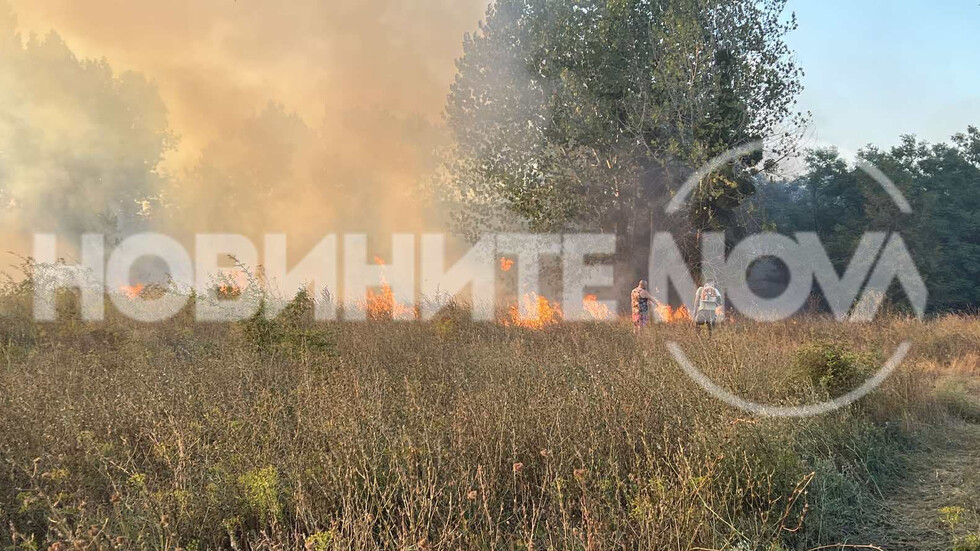 Пожар гори на метри от жилищен квартал в Несебър
